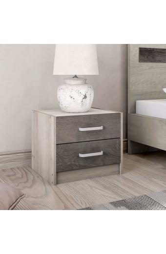 Κομοδίνο OLYMPUS pakoworld με 2 συρτάρια χρώμα castillo-toro 47,5x40,5x40,5εκ