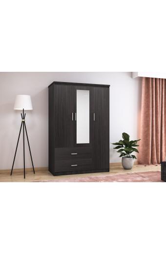 Ντουλάπα ρούχων τρίφυλλη OLYMPUS pakoworld χρώμα wenge 120x57x183εκ