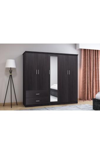 Ντουλάπα ρούχων πεντάφυλλη OLYMPUS pakoworld χρώμα wenge 198x57x183εκ