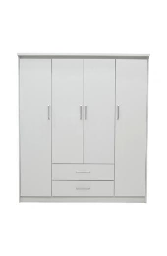 Ντουλάπα ρούχων τετράφυλλη Olympus pakoworld λευκό 159x57x183εκ