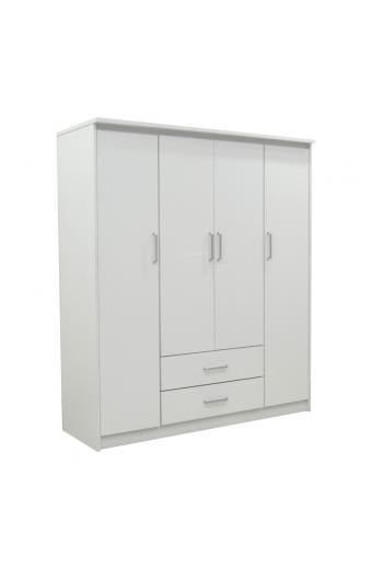 Ντουλάπα ρούχων τετράφυλλη Olympus pakoworld λευκό 159x57x183εκ
