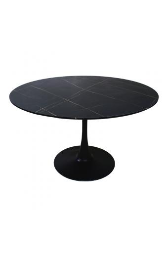 Τραπέζι Balou I pakoworld MDF μαύρο μαρμάρου Φ120x75εκ