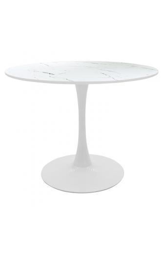 Τραπέζι Balou I pakoworld MDF λευκό μαρμάρου Φ120x75εκ