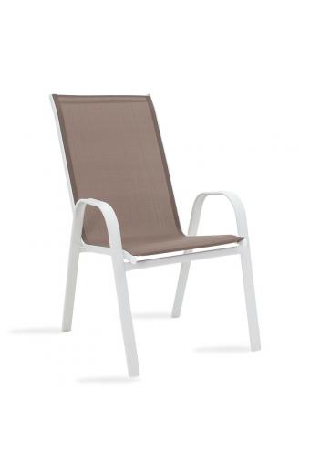 Πολυθρόνα Calan pakoworld μέταλλο λευκό-textilene καφέ 55x75x90εκ