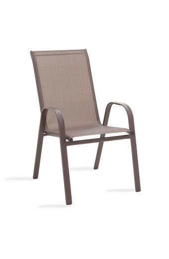 Πολυθρόνα Calan pakoworld μέταλλο σκούρo καφέ-textilene καφέ 55x75x90εκ