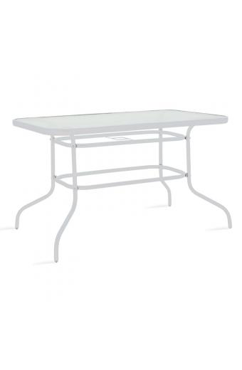 Τραπέζι Ensure pakoworld μέταλλο λευκό-γυαλί 120x70x70εκ