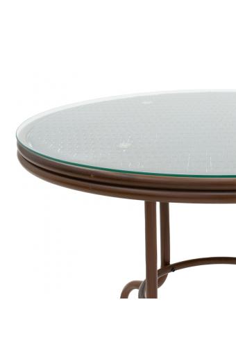 Τραπέζι Paula pakoworld μέταλλο-pe rattan καφέ Φ60x60εκ
