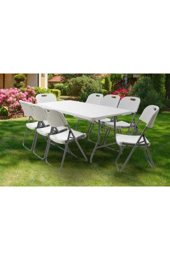 Τραπέζι catering Rodeo pakoworld πτυσσόμενο-βαλίτσα λευκό 183x76x74εκ