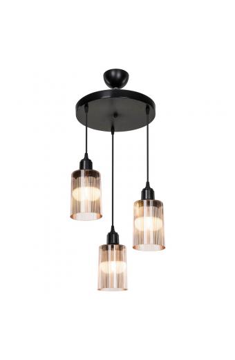 Φωτιστικό οροφής τρίφωτο PWL-1195 pakoworld Ε27 μαύρο-amber Φ30x80εκ