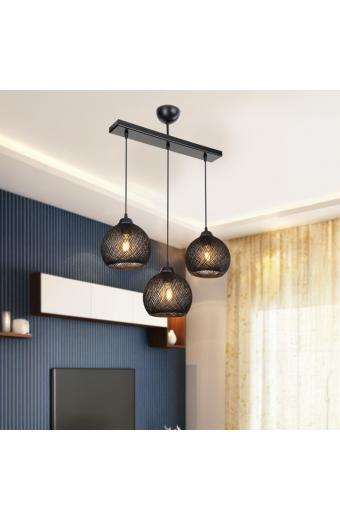 Φωτιστικό οροφής τρίφωτο PWL-0973 II pakoworld Ε27 μαύρο 50x18x85εκ