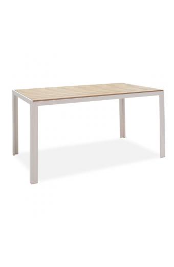 Τραπέζι Nares pakoworld αλουμίνιο λευκό-plywood φυσικό 140x80x72.5εκ