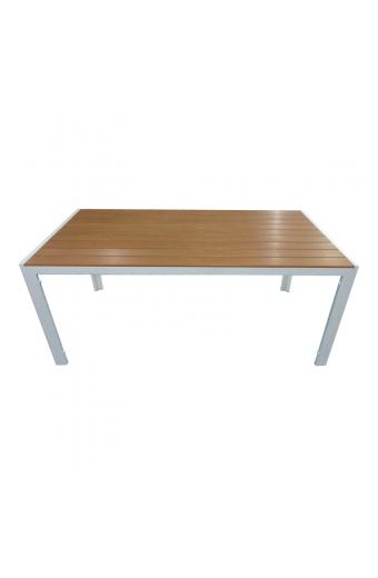 Τραπέζι Nares pakoworld αλουμίνιο λευκό-plywood φυσικό 180x90x72.5εκ