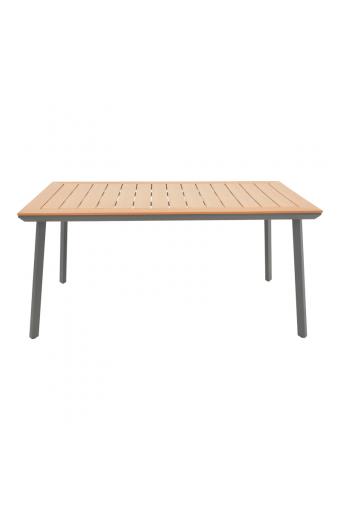 Τραπέζι Griffith pakoworld μαύρο αλουμίνιο και plywood σε φυσική απόχρωση 160x80x74εκ
