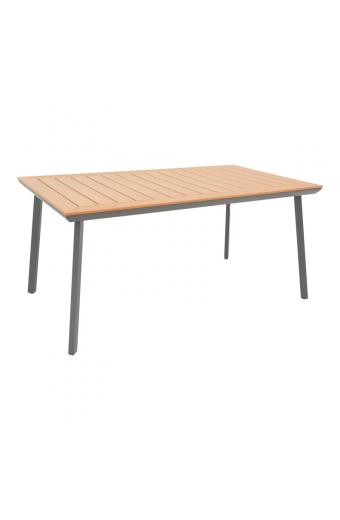 Τραπέζι Griffith pakoworld μαύρο αλουμίνιο και plywood σε φυσική απόχρωση 160x80x74εκ