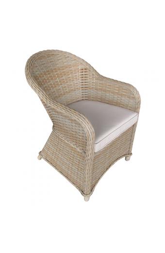 Πολυθρόνα κήπου Hadrian pakoworld rattan καφέ- textilene μπεζ 57x70x85εκ