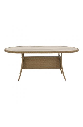 Τραπέζι Keir pakoworld rattan-αλουμίνιο καφέ 180x90x72εκ