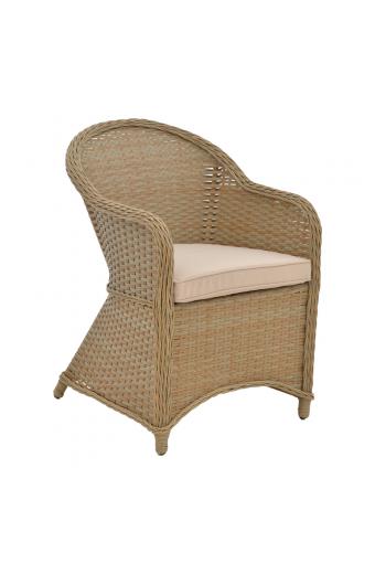 Tραπεζαρία Hadrian-Keir pakoworld σετ 7τεμ καφέ rattan-μπεζ textilene-καφέ αλουμίνιο 180x90x72εκ