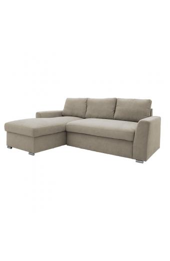 Γωνιακός καναπές-κρεβάτι δεξιά γωνία Belle pakoworld μπεζ 236x164x88εκ