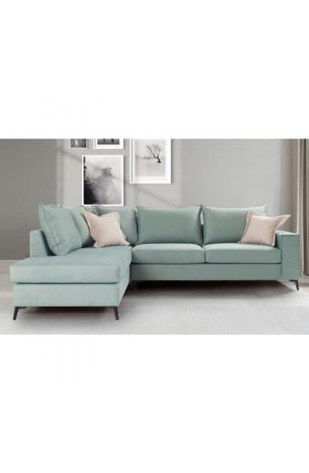 Γωνιακός καναπές δεξιά γωνία Romantic pakoworld ύφασμα Ciel-Cream 290x235x95εκ