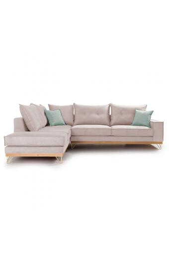 Γωνιακός καναπές δεξιά γωνία Luxury II pakoworld ύφασμα elephant-ciel 290x235x95εκ