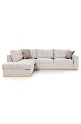 Γωνιακός καναπές δεξιά γωνία Boston pakoworld ύφασμα cream-mocha 280x225x90εκ