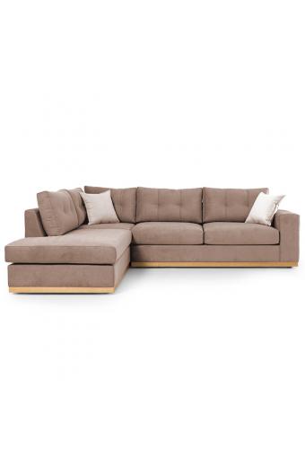 Γωνιακός καναπές δεξιά γωνία Boston pakoworld ύφασμα mocha-cream 280x225x90εκ