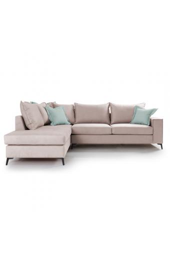 Γωνιακός καναπές δεξιά γωνία Romantic pakoworld ύφασμα elephant-ciel 290x235x95εκ