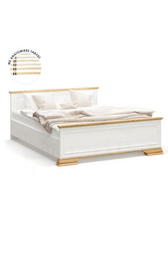 Κρεβάτι διπλό Jaden pakoworld golden oak-λευκό antique 160x200εκ
