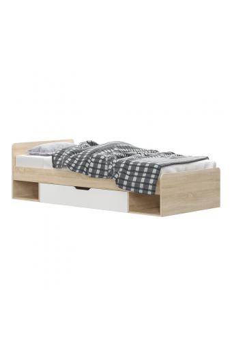 Κρεβάτι με συρτάρι Letto pakoworld σε oak - λευκό απόχρωση 90x200εκ