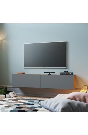 Έπιπλο τηλεόρασης επιτοίχιο Dello pakoworld ανθρακί-oak 140x31,5x29,5εκ