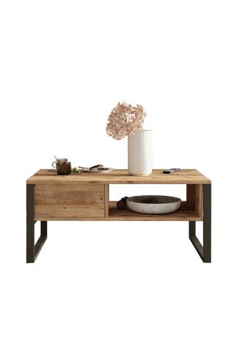 Τραπέζι σαλονιού Honora pakoworld oak-μαύρο 100x60x44,5εκ