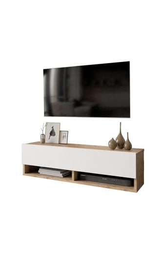 Έπιπλο τηλεόρασης επιτοίχιο Roscoe pakoworld λευκό-oak 100x31.5x29.5εκ