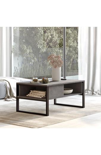 Τραπέζι σαλονιού Honora pakoworld ανθρακί antique-μαύρο 100x60x44.5εκ