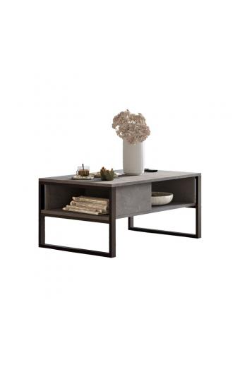 Τραπέζι σαλονιού Honora pakoworld ανθρακί antique-μαύρο 100x60x44.5εκ