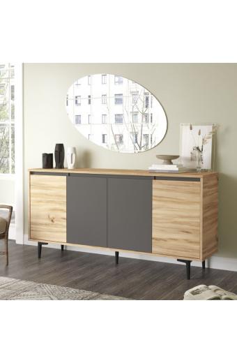 Μπουφές Augusta pakoworld oak-ανθρακί 160x40x78.5εκ