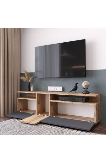 Έπιπλο τηλεόρασης Elana pakoworld sonoma-ανθρακί 150x29.5x46.3εκ