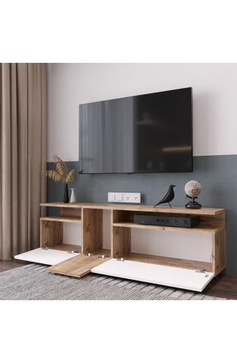 Έπιπλο τηλεόρασης Elana pakoworld sonoma-λευκό 150x29.5x46.3εκ