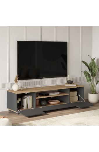 Έπιπλο τηλεόρασης Soren pakoworld sonoma-ανθρακί 180x.44.5x44.6εκ