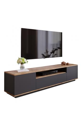 Έπιπλο τηλεόρασης Soren pakoworld sonoma-ανθρακί 180x.44.5x44.6εκ
