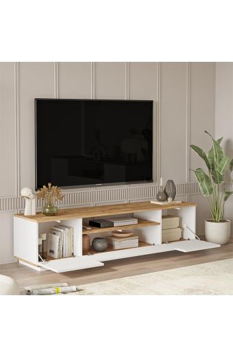 Έπιπλο τηλεόρασης Soren pakoworld sonoma-λευκό 180x.44.5x44.6εκ