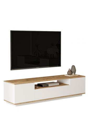 Έπιπλο τηλεόρασης Soren pakoworld sonoma-λευκό 180x.44.5x44.6εκ