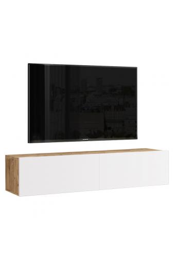 Έπιπλο τηλεόρασης επιτοίχιο Serit pakoworld λευκό-sonoma 140x31.6x29.6εκ