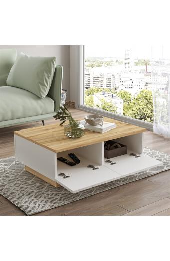 Τραπέζι σαλονιού Thunder pakoworld sonoma-λευκό 90x60x31.5εκ