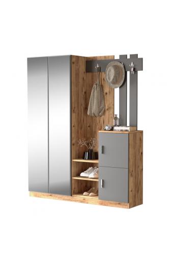 Έπιπλο εισόδου Doorse pakoworld μελαμίνης ανθρακί-sonoma 147.5x35x180εκ