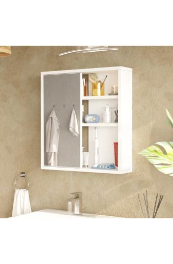 Ντουλάπι μπάνιου Bagno με καθρέπτη pakoworld σε λευκή απόχρωση 60x14.5x63.6εκ