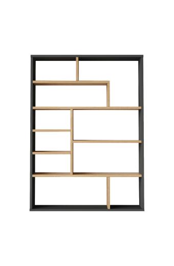 Βιβλιοθήκη Decora pakoworld σε φυσική-ανθρακί απόχρωση 90x22x123.6εκ
