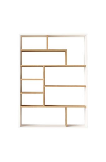 Βιβλιοθήκη Decora pakoworld σε φυσικό-λευκό απόχρωση 90x22x123.6εκ