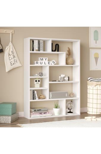 Βιβλιοθήκη Decora pakoworld σε λευκη απόχρωση 90x22x123.6εκ