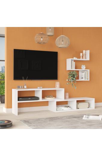 Σύνθετο σαλονιού Kakomo pakoworld σε λευκή απόχρωση 170x29.5x43εκ