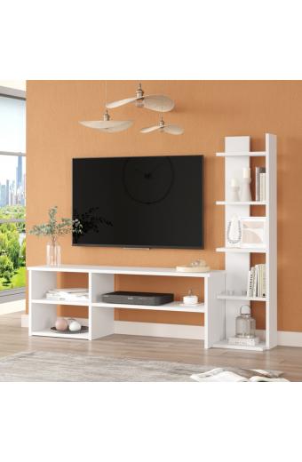 Σύνθετο σαλονιού Perla pakoworld σε λευκή απόχρωση 120x29.5x41,8εκ